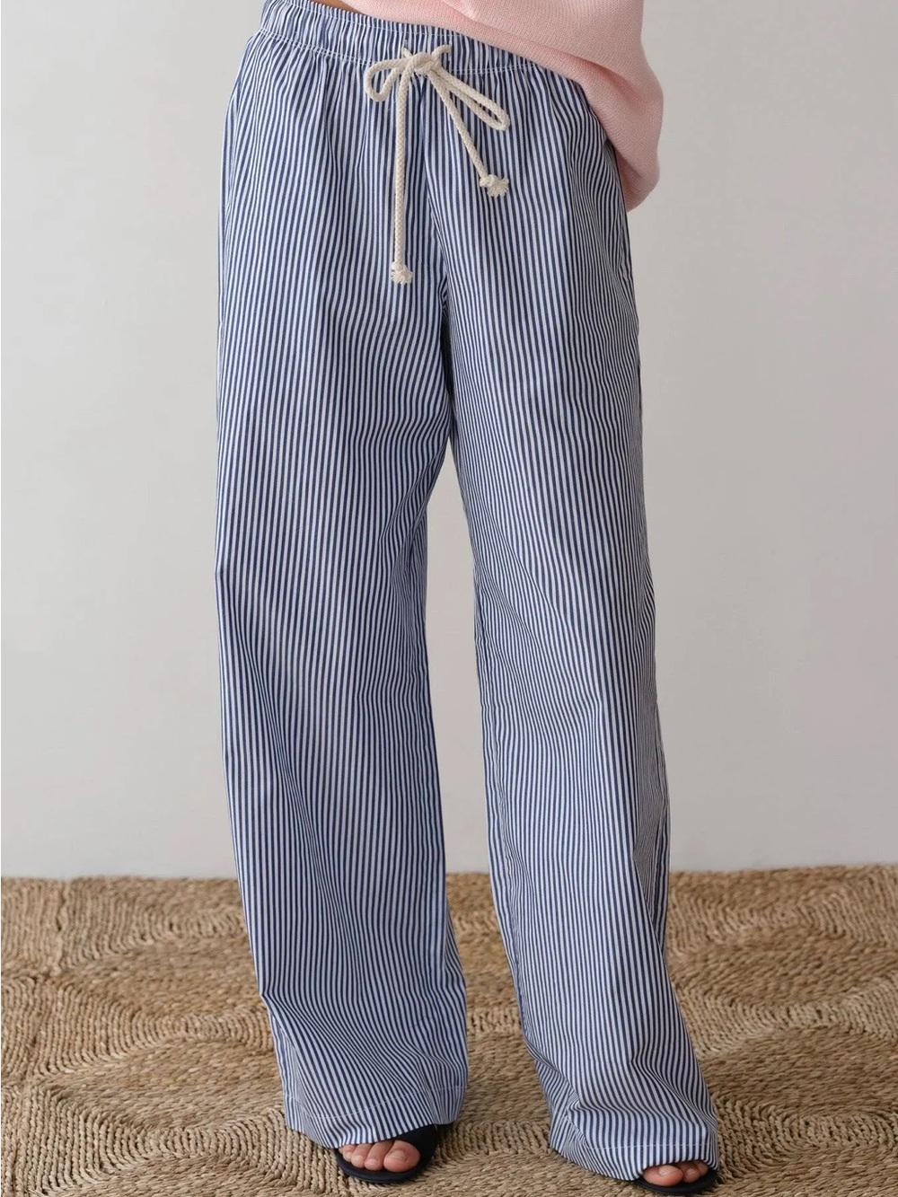 DONNI Pop Pants in Navy Stripe